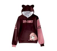 acsefire Felpa Anime Cosplay Bambini Felpa con Cappuccio a Maniche Lunghe Stampata Spy x Family Pullover Divertente con Orecchio di Gatto Loid Yor Anya