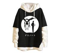 acsefire Felpa Anime Unisex Felpa con Cappuccio a Maniche Lunghe Stampata Death Note Felpa con Cappuccio Kira Yagami Light Falso Due Pullover L·Lawliet Hoodie
