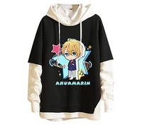 acsefire Felpa Anime Unisex Felpa con Cappuccio a Maniche Lunghe Stampata Oshi No Ko Felpa con Cappuccio Hoshino Ai Falso Due Pullover Hoshino Aquamarine Hoodie