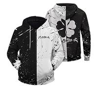 acsefire Felpa con Zip Anime Unisex Black Clover Felpa con Cappuccio a Manica Lunga Cosplay Pullover con Emblema del Toro Nero per i Fan di Asta