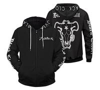 acsefire Felpa con Zip Anime Unisex Black Clover Felpa con Cappuccio a Manica Lunga Cosplay Pullover con Emblema del Toro Nero per i Fan di Asta