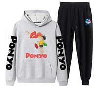 acsefire Ponyo on The Cliff Abiti Casual in Due Pezzi Anime Ponyo Costumi Cosplay Set di Felpe con Cappuccio e Pantaloni Stampati da Uomo e da Donna