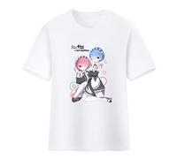 acsefire RE ： Life in a Different World from Zero Maglietta Unisex Fashion Classic Wild Trend Maglietta Girocollo Emilia REM RAM Cartoon Print Summer Anime T-Shirt