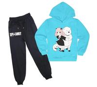 acsewater Bambini Anime Spy x Family Felpa con Cappuccio Pantaloni Tute Anya Forger Felpa a Maniche Lunghe Pantaloni da Jogging in Vita Elastica 2 Pezzi/Set