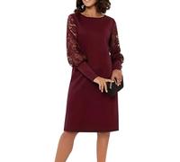 acsewater Miniabito in Pizzo Trasparente con Maniche Lunghe e Scollo Rotondo per Cocktail Serale Abito da Cerimonia da Donna 2026