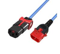 ACT Cavo di alimentazione C13 IEC Lock+ a C14 IEC Dual Lock, 0,5 m, blu | Prolunga per dispositivi freddi, presa C13 a 14 maschi, per PDU, server, dispositivi di rete