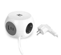 ACT Ciabatta con, 2 USB-C (30 W PD 3.0) e 1 USB-A (QC 3.0), 3 prese, incluso cuscinetto adesivo per cucina, ufficio, soggiorno, lunghezza cavo 1,5 m, colore bianco - AC2420