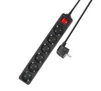 ACT Ciabatta elettrica a 6 prese, con interruttore, ciabatta 3 m, presa multipla nera con sicurezza per bambini, presa di distribuzione con angolo di 45 gradi - AC2465