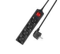 ACT Ciabatta elettrica con interruttore illuminato, 4 prese, cavo da 2 m, colore nero AC2440