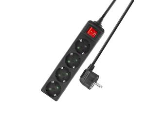 ACT Ciabatta elettrica con interruttore illuminato, 4 prese, cavo da 2 m, colore nero AC2440