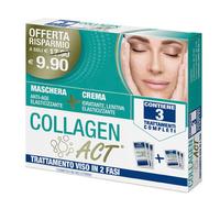 Collagen Act, Trattamento Viso in 2 Fasi, Maschera AntiAge Elasticizzante + Crema Idratante Lenitiva Elasticizzante - Confezione da 3 Trattamenti Completi