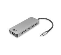 ACT Docking Station USB C 8 in 1 con alloggiamento in alluminio, 4 K @ 30 Hz, HDMI, 3 porte USB 3.0, USB tipo C 100 W PD, LAN, lettore di schede SD/Micro, collegamento di un monitor aggiuntivo a un