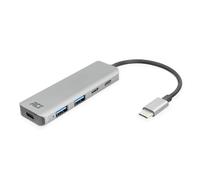 ACT Hub USB C, 4 porte USB 3.0, 2 X USB-C, con alloggiamento in alluminio di alta qualità, grigio - AC7072
