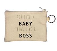 Act Like A Baby Think Like A Boss Portachiavi Portamonete Beige