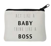 Act Like A Baby Think Like A Boss - Portamonete in neoprene, 10 x 11 cm, colore: Bianco