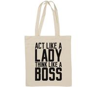 Act Like A Lady Think Like A Boss - Borsa tote in cotone naturale, colore: Bianco