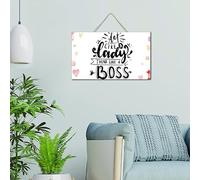 Act Like A Lady Think Like A Boss Established Cartello in legno per fattoria asilo nido decorazione artistica da parete in legno segni motivazionali in legno per soggiorno ufficio 15,4 x 25,4 cm