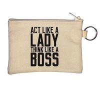 Act Like A Lady Think Like A Boss Portachiavi Portamonete Beige