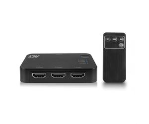 ACT Switch HDMI 4K 1080P, 3 in 1 out, telecomando IR wireless, interruttore automatico, compatibile con TV, PS5, Xbox One, lettore DVD Blu-ray - AC7845