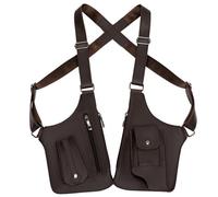 ACTECH Antivol Pour Hommes, gilet da corsa combattimento petto crossbody borse Sac Tactique Multi-poches En Cuir PU Pour Le Camping, marrone, Sport