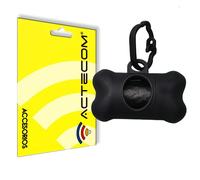 Actecom Dispenser per sacchetti raccoglie cacce, dispenser per cani, a forma di osso di sacchetti di raccolta di escrementi di cani e animali domestici (nero)
