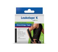 Actimove Leukotape K by - Nastro neuro-propriocettivo per supporto muscolare e sollievo dal dolore, 5 m x 5 cm, colore nero, 1 rotolo
