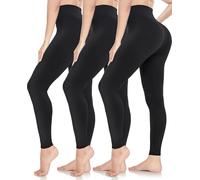ACTINPUT Leggins Donna Vita Alta Leggings Fitness Sportivi Donna Pantaloni Yoga Controllo della Pancia Opaco Elastici Morbido Leggings（3er Pack Nero,L-XL）