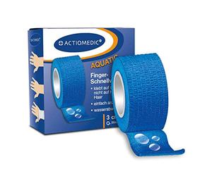 ACTIOMEDIC I Benda elastica autoadesiva rapida, idrorepellente, Cerotto a strappo colore blu/bianco/carne, Nastro adesivo ipoallergenico, 3cm x 7m, Kit pronto soccorso