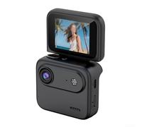 Action Camera 4K con schermo flip per acquisizione video a 360 gradi per stabilizzazione degli angoli regolabili e ripristino dell'alimentazione (nero)