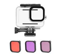 Action Camera Custodia Impermeabile Rosso Rosa Viola Set Ricambio per Hero 9 10 Immersioni Surf Snorkeling Sport Acquatici Attività All'aperto 45m HD Trasmissione della Luce PVC ABS Antigraffio