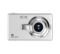 Action Camera, Fotocamera digitale 4K HD con messa a fuoco automatica, videocamera for vlogging, zoom, video e fotografia,per Ciclismo, Moto(Silver)