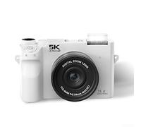 Action camera impermeabile 5K, zoom 18x, WiFi per streaming fotografia, 75 MP, autofocus, torcia anti-shake (bianco 64G)