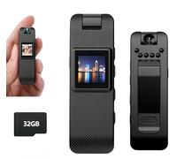 Action Camera, mini videocamera, piccola telecamera di sicurezza con visione notturna display da 0,85 pollici, obiettivo girevole a 180°, con registrazione audio e video, telecamere Poket per Vlogging