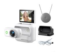 Action camera panoramica in miniatura con supporto anti-shake sincronizzazione WiFi e supporto magnetico per manubrio casco o attacco ingranaggi (bianco)