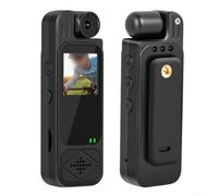 Action camera portatile, 1080P per mini telecamera indossabile con obiettivo girevole a 180°, microfono integrato, batteria da 1200 mAh per applicazione della legge all'aperto (nero)