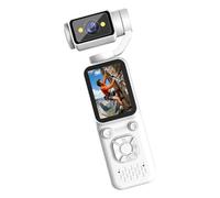 Action Camera portatile 4K con live, bianco | Display Integrato da 5 cm, Revisione Video Clip On-Dispositivo, Controlli Touch per Impostazioni e Funzioni Fotocamera
