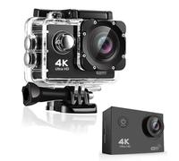 Action camera ultra HD 4K impermeabile con integrazione WiFi stabilizzazione dell'immagine e supporto per casco bici compatibile per utenti attivi (nero+telecomando)