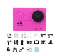 Action Camera, Videocamera sportiva 4K Schermo da 2,0 pollici Telecamera d'azione con telecomando Impermeabile subacqueo Registrazione video Telecamera esterna(No Card,Pink)