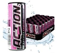 Action Energy Drink Exotic (48 x 250 ml) con pegno - Bevanda analcolica con arancia, mango, frutta della passione gusto - ick energetico con aumento del contenuto di caffeina 32 mg/100 ml di caffeina