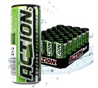 Action Energy Drink Green Apple (48 x 250 ml) con pegno, bibita analcolica con sapore di mela verde, picco energetico con aumento del contenuto di caffeina 31,5 mg/100 ml, concentrazione migliorata