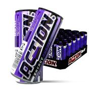Action Energy Drink Purple (48 x 500 ml) con pegno - Bevanda analcolica con sapore di melograno, mirtillo energetico con aumento del contenuto di caffeina, confezione da 48