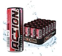 ACTION Energy Drink Sour Cherry (48 x 250 ml) con pegno - Bevanda analcolica con sapore di ciliegia acida - ick energetico con aumento del contenuto di caffeina 32 mg/100 ml