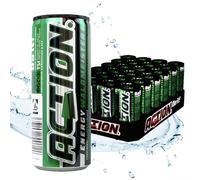 Action Energy Drink Waldmeister (48 x 250 ml) con pegno - Bevanda analcolica con sapore Woodruff - Calcio energetico con aumento del contenuto di caffeina 32 mg/100 ml bevanda energetica per una