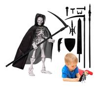 Action figura del - Figurina scheletro articolata, statua del display gotico | giocattolo teschio con strumento di cappello da mantello, scultura da collezione fantasy, pezzo di decorazione per