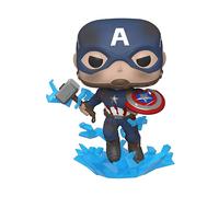 Marvel Avengers Endgame Funko Pop Film Vinile Figura Captain America Con Scudo Rotto & Mjolnir 9 cm