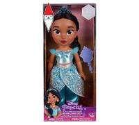 Disney Princess Bambola Jasmine con abiti glitterati, tiara, scarpette e occhi brillanti