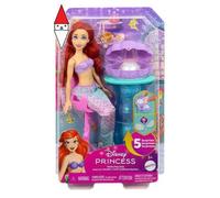 Mattel Disney Princess - Ariel e la Specchiera Magica, set bambola con coda da sirena rimovibile e specchiera con 5 perle a sorpresa e 5 accessori inclusi, giocattolo per bambini, 3+ anni, JBF86