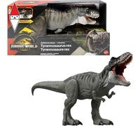 Mattel Jurassic World La Rinascita- T-Rex Super Colossale, T-Rex giocattolo con 2 attacchi, snodato e fedele al film, JGB52
