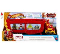 HOT WHEELS RACERVERSE - TRASPORTATORE HULKBUSTER, VEICOLO PER TRASPORTARE FINO A 10 MACCHININE, CON CABINA DI GUIDA RIMOVIBILE, CASCO APRIBILE E PERSONAGGIO