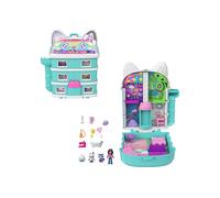 Polly Pocket - La Casa delle Bambole di Gabby, cofanetto con mini Gabby e 9 accessori, include gli amici gattini Pandy Panda, Dolcetto e Siregatta, giocattolo per bambini, 4+ anni, JFV02